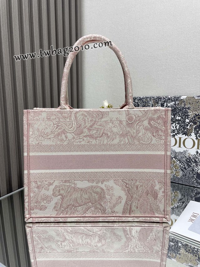 Dior专柜新款TOTE包迪奥高仿原单经典粉老虎中号购物袋手提托特包 djfk1379